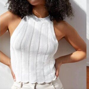 Aritzia Wilfred Free crochet scallop hem halter tank
